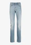 Versace Blue 'la Greca' Jeans In Denim