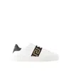 Versace Low Top Sneakers With Embossed Greca Band In White
