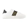 Versace Low Top Sneakers With Embossed Greca Band In Multi
