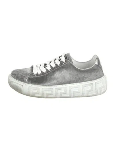 Pre-owned Versace La Greca Sneakers In Gray
