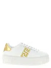 Versace La Greca Embroidered Platform Sneakers In Multi