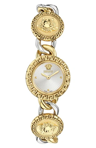 VERSACE VERSACE LA GRECA STUD ICON TWO-TONE BRACELET WATCH, 28MM