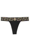 Versace Thong With Greek Edge In Black