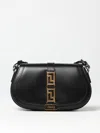 Versace Leather Greca Goddess Shoulder Bag With Golden Details In Black