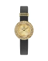 Versace La Greca Ip Yellow Gold Leather Strap Watch, 28mm In Gold