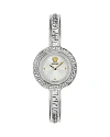 Versace La Greca Stainless Steel Bangle Bracelet Watch With Wrap Leather Strap, 28mm In Stainless