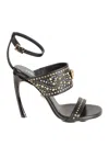 Versace La Medusa 105 Studded Leather Sandals In Black