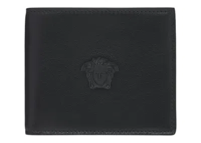 Pre-owned Versace La Medusa (6 Card Slot 2 Cash Compartments) Bifold Wallet In Black