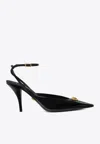 Versace La Medusa 85 Calf Leather Slingback Pumps In Black