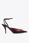 Versace La Medusa 85 Calf Leather Slingback Pumps In Burgundy