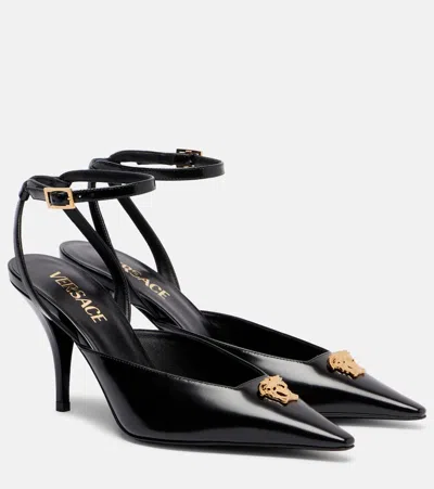 VERSACE LA MEDUSA 85 LEATHER PUMPS
