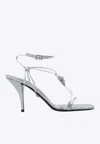 Versace La Medusa 85 Metallic-leather Sandals In Silver