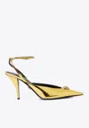 Versace La Medusa 85 Metallic Leather Slingback Pumps In Gold