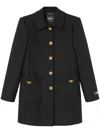 Versace A-line Felted-wool Coat In Black