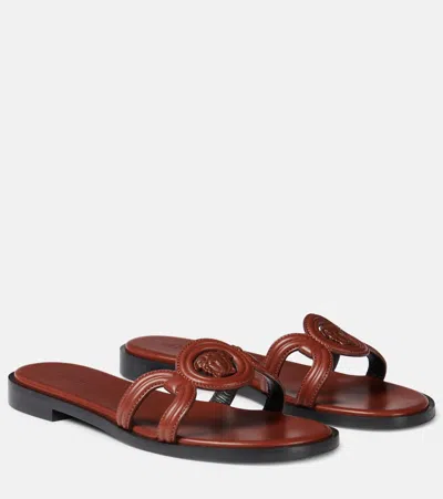 Versace Medusa '95 Leather Open Toe Sandals In Brown