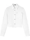 Versace Denim Crop Boxy Shirt In Blanc