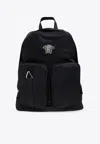 Versace La Medusa Backpack With Greca -motif In Black