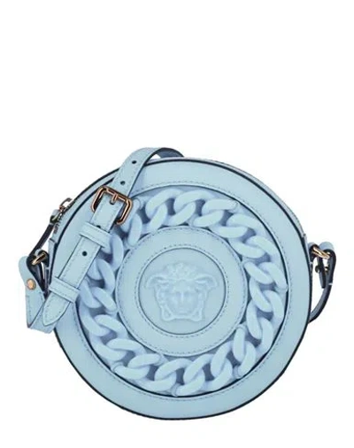 Versace La Medusa Bag Woman Cross-body Bag Blue Size - Tanned Leather