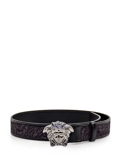 Versace La Medusa Barocco Belt In Black