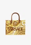 Versace La Medusa Barocco Canvas Tote Bag In Yellow