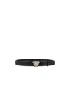 Versace Medusa Head Gold-toned Buckle Leather Belt In Black