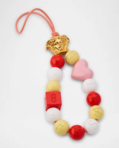 Versace La Medusa Beaded Charm In Papaya Multi