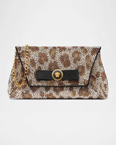 Versace La Medusa Beaded Envelope Clutch Bag In Black