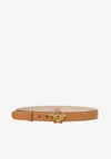 Versace La Medusa Buckle Leather Belt In Brown