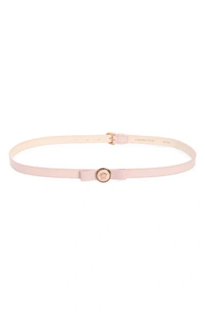 Versace La Medusa Bow Leather Belt In Dusty Rose-oro