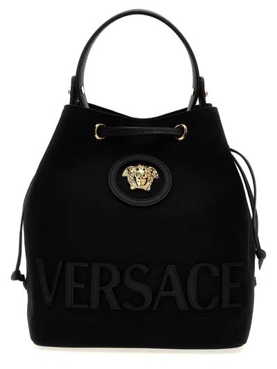 Versace La Medusa Bucket Bag In Black