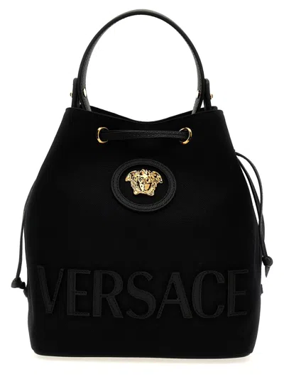 Versace 'la Medusa' Bucket Bag In Black