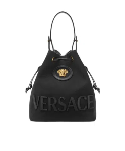 Versace La Medusa Bucket Bag In Black