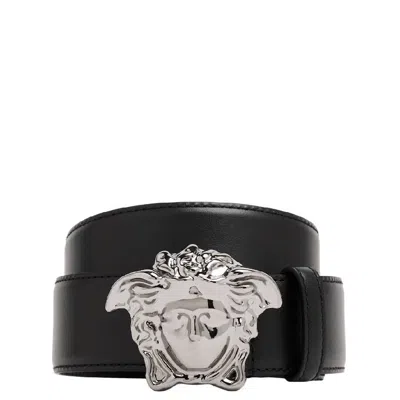 Versace La Medusa Buckle Leather Belt In Multi
