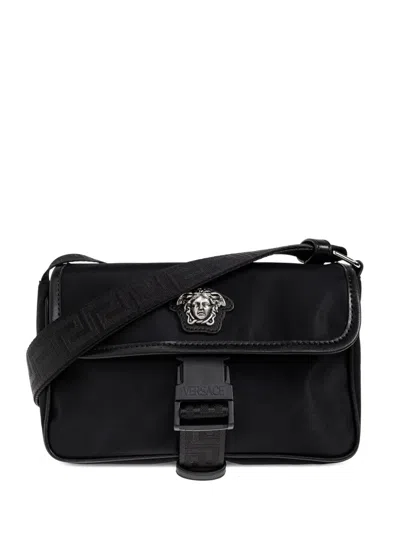 Versace La Medusa Nylon Mini Messenger Bag In Multi