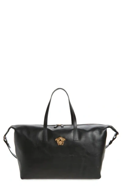 Versace La Medusa Calfskin Leather Duffle Bag In Multi