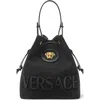 Versace La Medusa Canvas Bucket Bag In Black  Gold