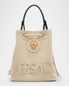 Versace La Medusa Canvas Bucket Bag In Rope Ice Black