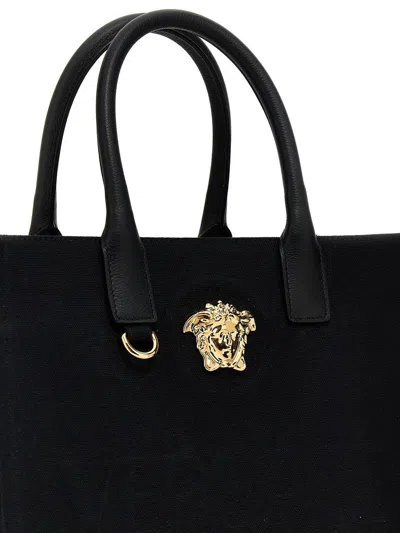 Versace La Medusa Canvas Tote Bag In Black