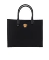 Versace La Medusa Canvas Tote Bag In Black