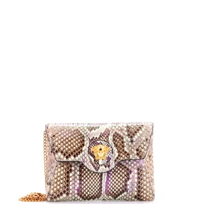 Versace La Medusa Chain Clutch Python Mini In Multi