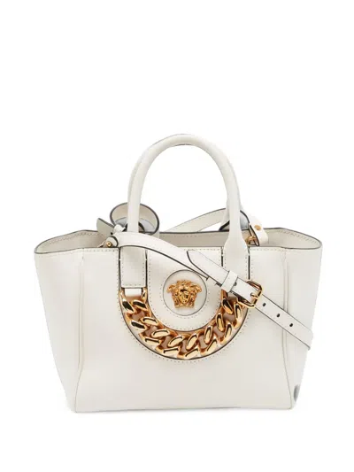 Pre-owned Versace La Medusa Chain Tote Bag In White