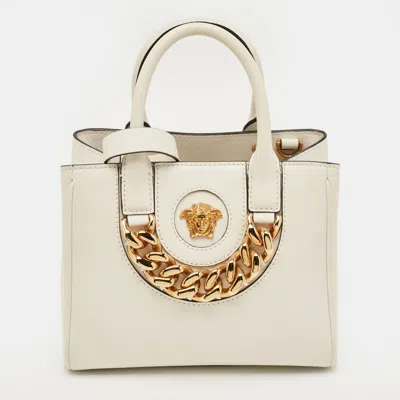 Versace La Medusa Chain White Leather Tote
