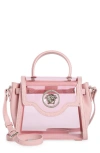 Versace La Medusa Clear Top Handle Bag In English Rose-palladium