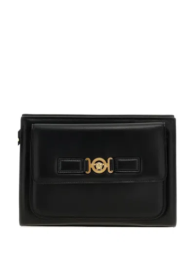 Versace La Medusa Clutch Bag In Black