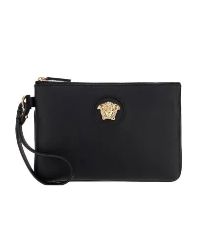Versace La Medusa Clutch Bag In Black