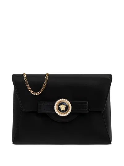 Versace La Medusa Clutch Bag In Black