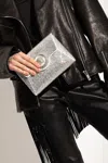 Versace Crystal La Medusa Envelope Clutch In Silver