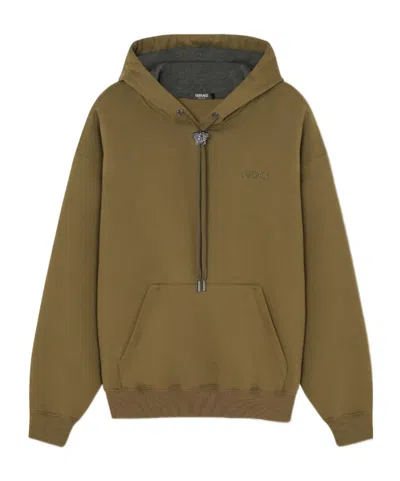 Versace La Medusa Cotton Hoodie In Green