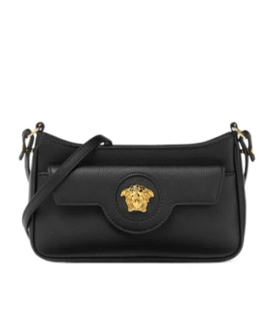 Versace La Medusa Cross Body Bag In Black