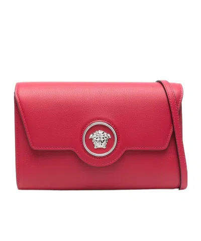 Versace La Medusa Cross Body Bag In Red